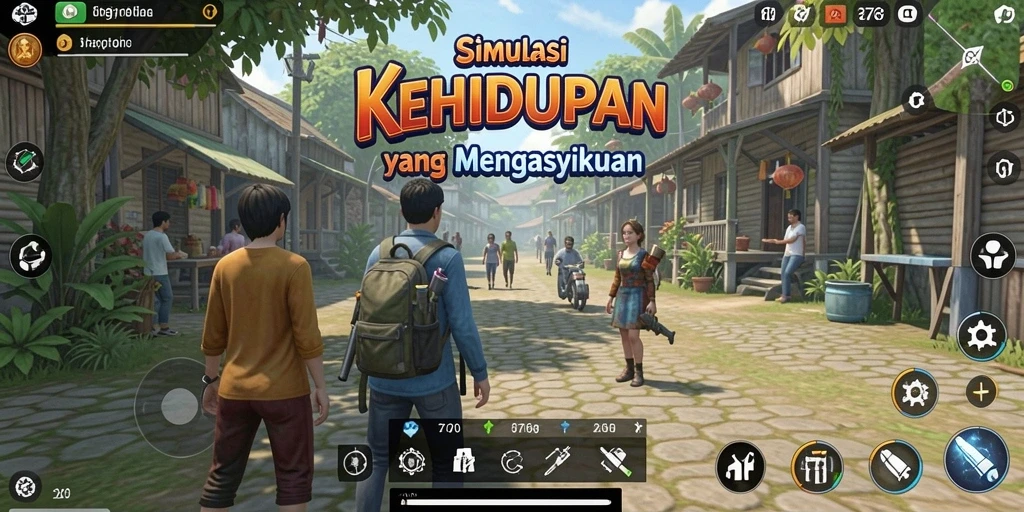 Screenshot dari gameplay menarik 8768 yang menggambarkan simulasi kehidupan.