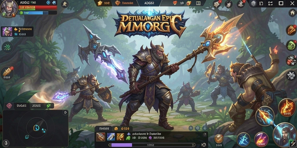 Screenshot gameplay ADG62 menampilkan pertarungan seru di dunia fantasi.