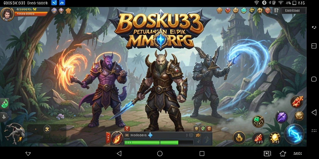 Ilustrasi gameplay menegangkan di dunia MMORPG BOSKU33.
