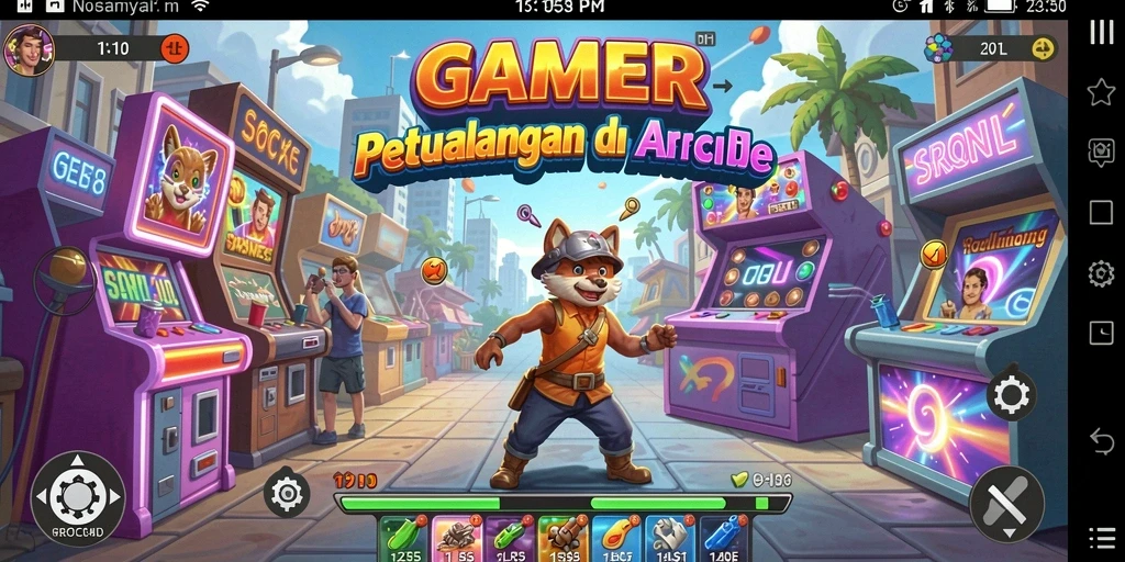 Screenshot utama GAMERP menampilkan aksi seru dalam gameplay Arcade.