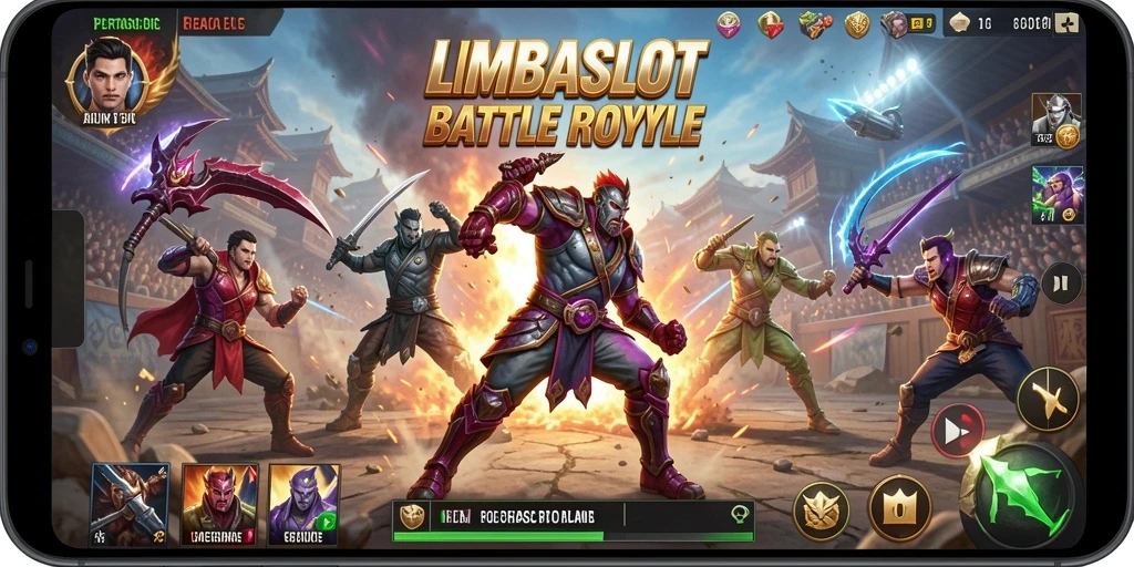Tampilan aksi intens dalam gameplay LMBASLOT yang menegangkan.
