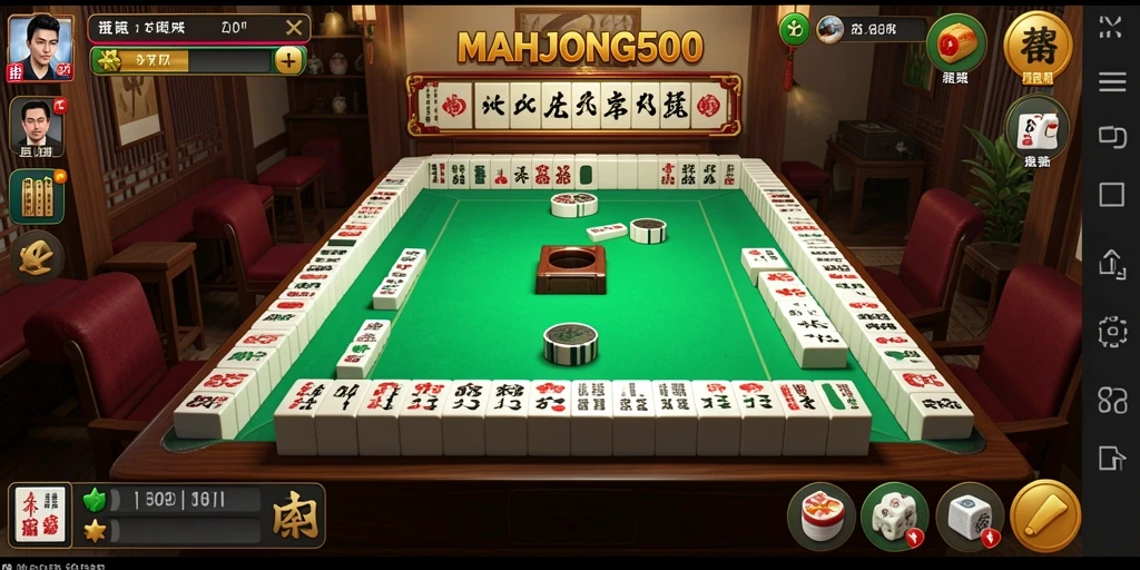 Tampak seru bermain Mahjong dan membangun kerajaan sukses