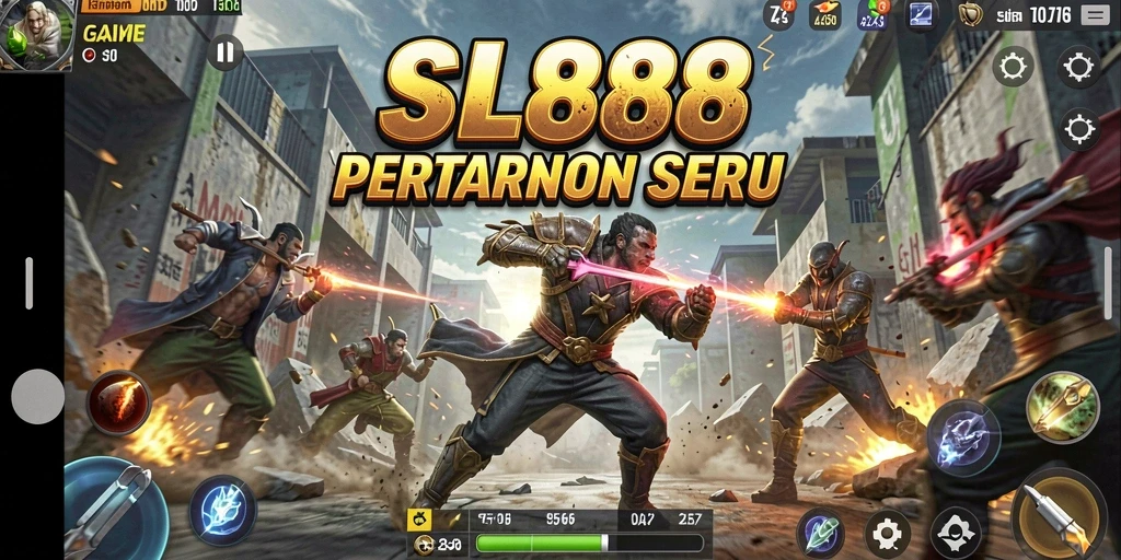 Tampilan gameplay seru SL888 dengan pertempuran yang intens.