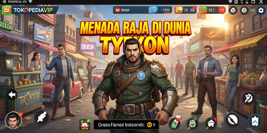 Tampilan gameplay seru di TOKOPEDIAVIP yang menggambarkan pengelolaan bisnis.