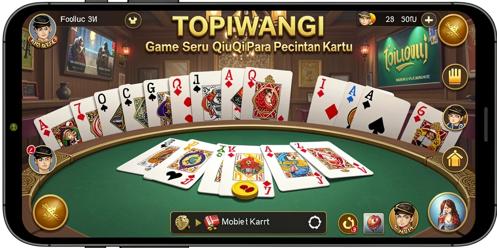 Screenshot gameplay TOPIWANGI menampilkan kartu-kartu yang menarik.