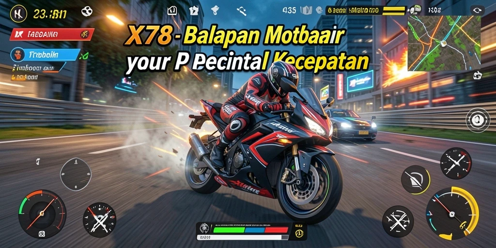 Gameplay seru X78 dengan motor racing yang mendebarkan.